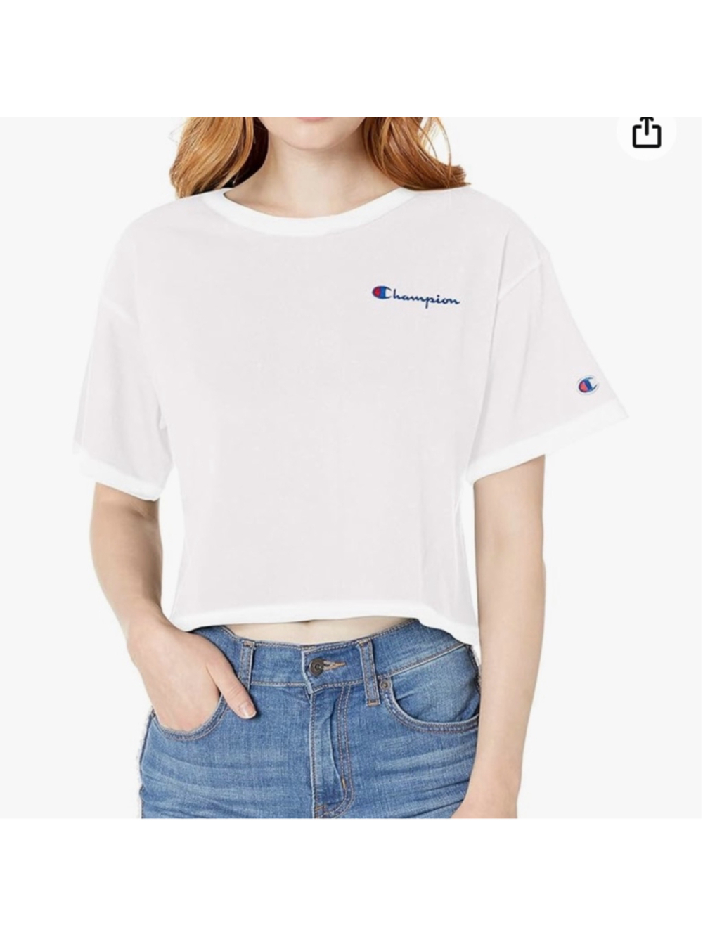 Champion Heritage White Crop T-Shirt Large